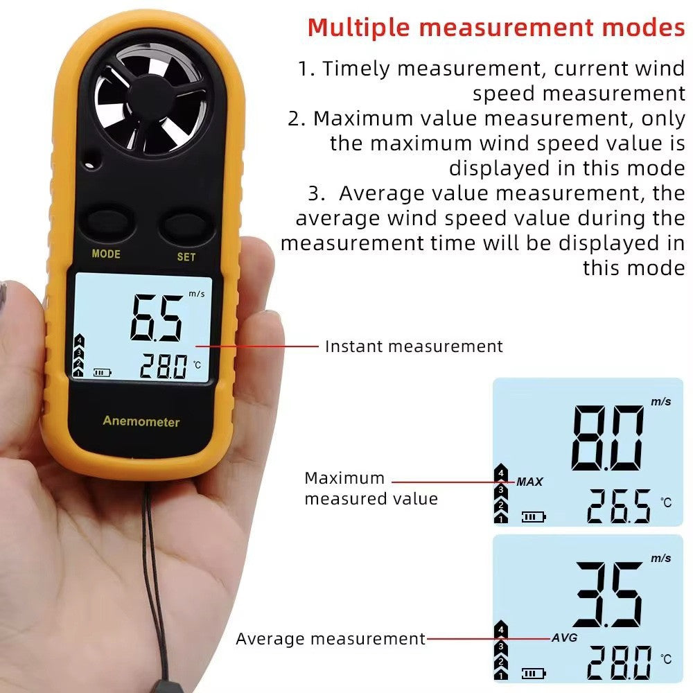 Anemometre digital am02 vitesse vent thermometre numerique ecran lcd sport anenometer - ECLATS DESTOCKAGE
