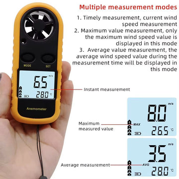 Anemometre digital am02 vitesse vent thermometre numerique ecran lcd sport anenometer - ECLATS DESTOCKAGE