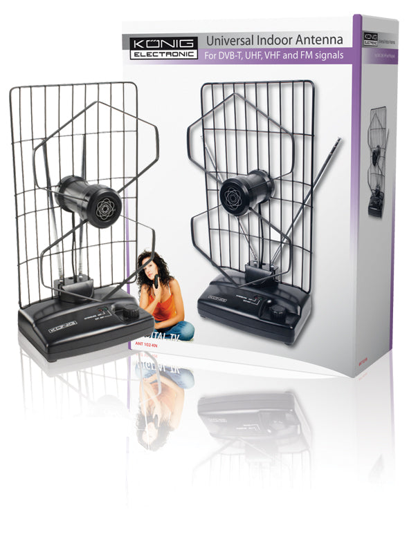 Antenne d interieur avec amplificateur integre fm/tv ant 102-kn - ECLATS DESTOCKAGE