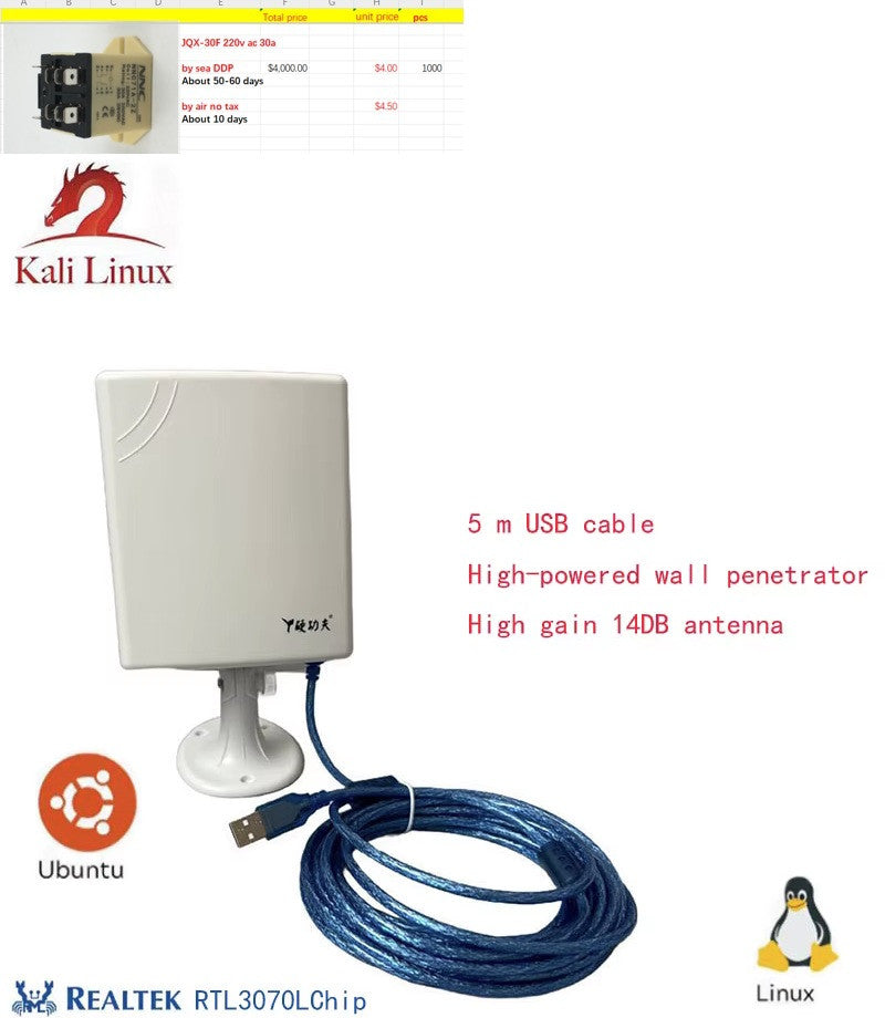 Antenne usb wifi amplifié 14dbi 6600mw 2.4ghz RT3070L 150Mbps kasens n9600 ECLATS DESTOCKAGE