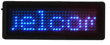 Badge bleu a led programmable afficheur 5 digit carte visite 5 caractères 29 x 7 dot matrix b729tsb ECLATS DESTOCKAGE