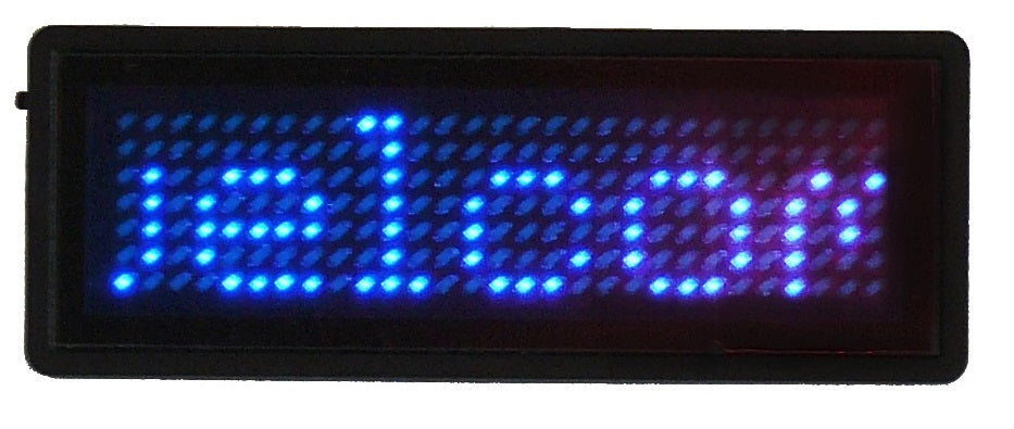 Badge bleu a led programmable afficheur 5 digit carte visite 5 caractères 29 x 7 dot ECLATS DESTOCKAGE