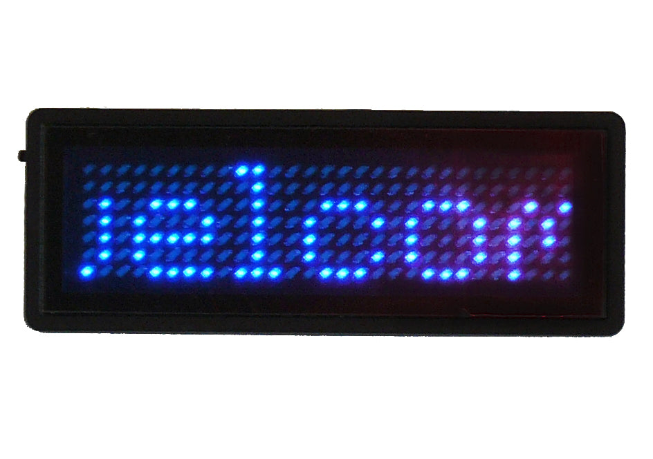 Badge led bleu programmable 5 caractères 29 x 7 dot matrix carte visite afficheur 5 digit b729tsb ECLATS DESTOCKAGE
