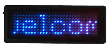 Badge led bleu programmable carte visite afficheur 5 digit 5 caractères 29 x 7 dot matrix b729tsb ECLATS DESTOCKAGE