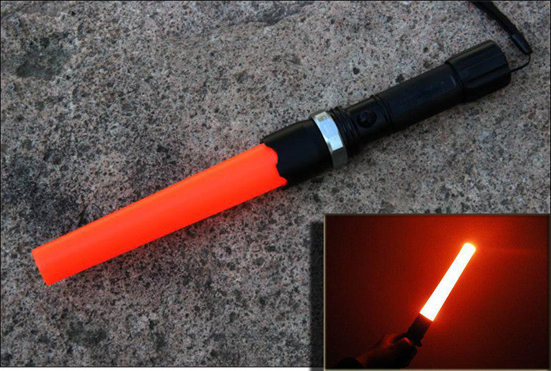 Baton lumineux q5 torche rechargeable 5w rouge signalisation police route - ECLATS DESTOCKAGE