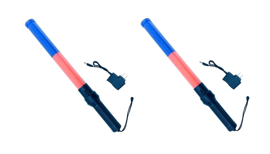 2 Baton lumineux rechargeable led bleu rouge Eclairage circulation route aeroport train signalisation ECLATS DESTOCKAGE