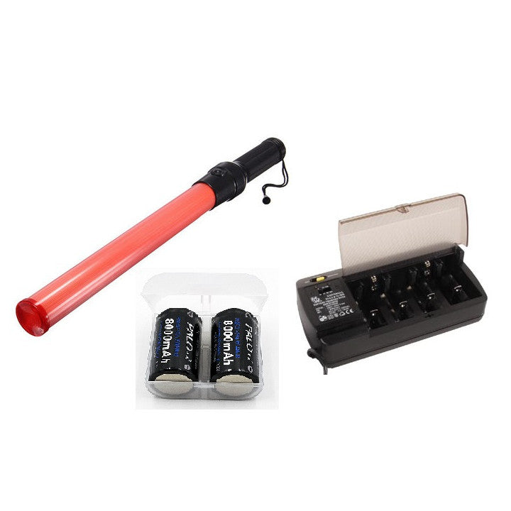 Baton lumineux GM torche rechargeable rouge signalisation police route circulation voiture avion