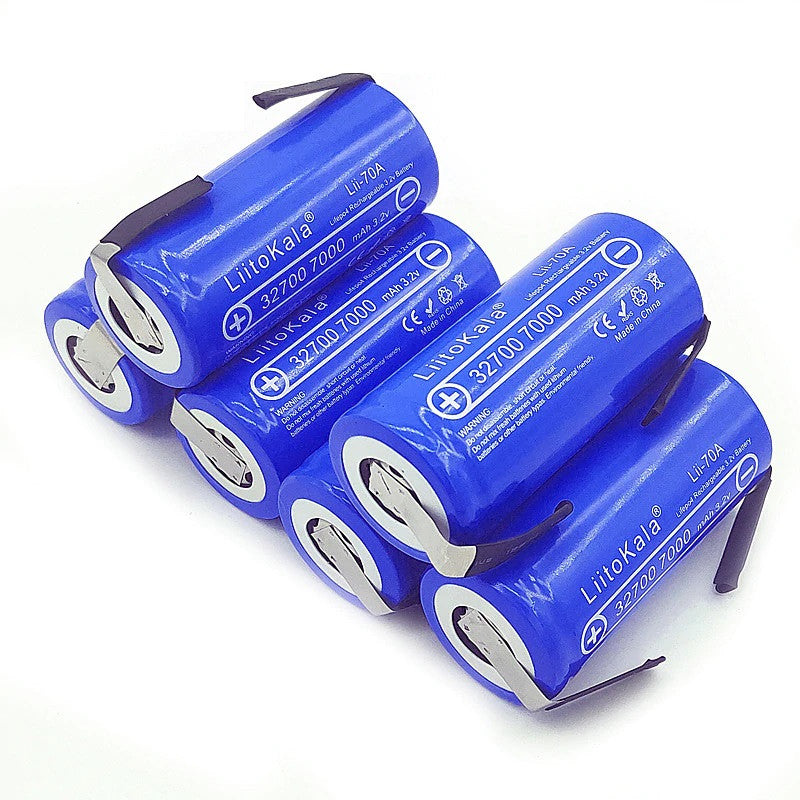 6 Batterie lithium 3.2v 7000mah rechargeable liitokala avec lames pré-soudées Lii-70A 32700 7a LiFePO4 35A décharge maximum 55A ECLATS DESTOCKAGE