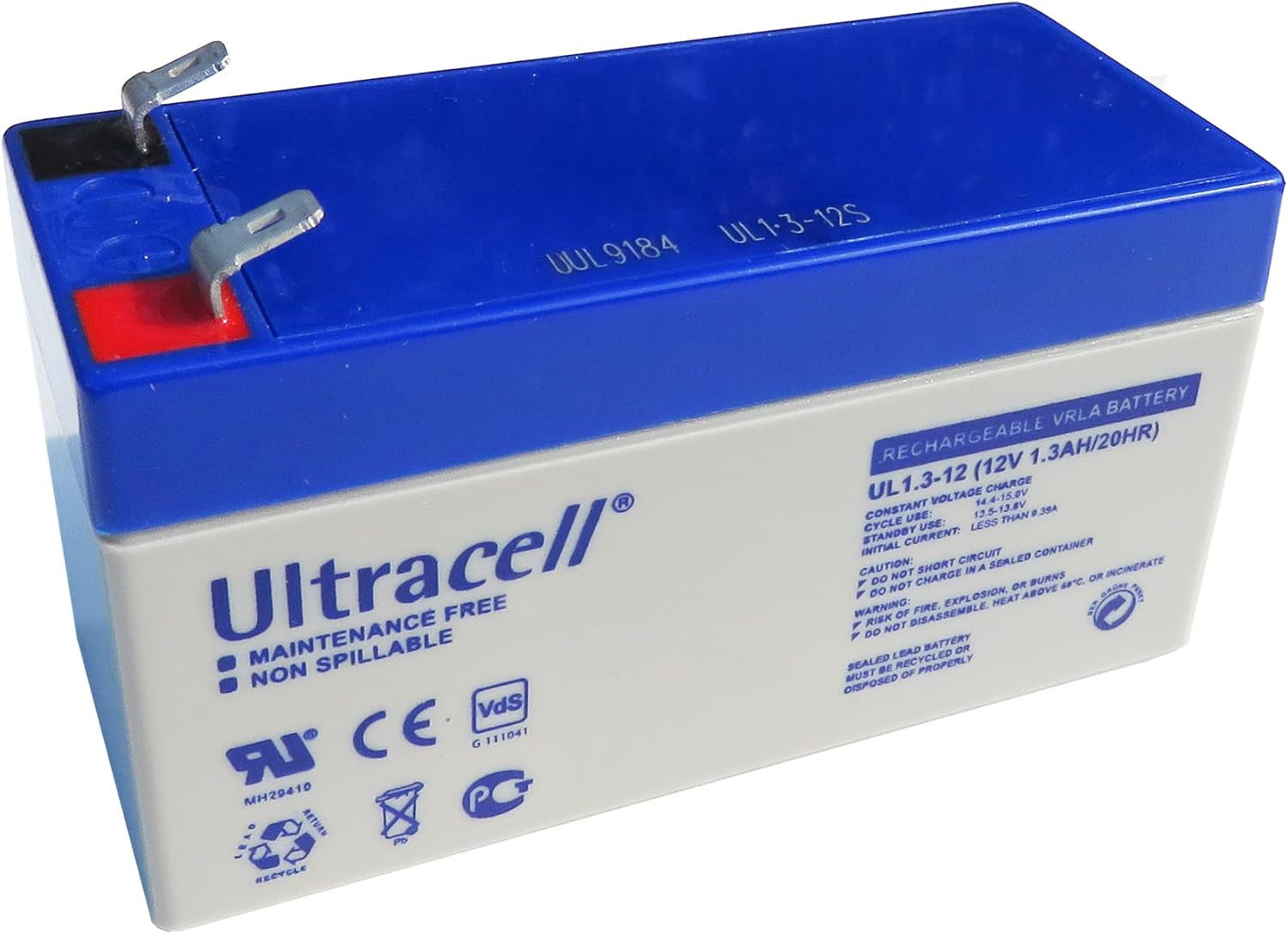 Batterie rechargeable 12v 1.2a 1,2ah ul1.3 12 faston 4.8mm accu plomb gel 1.3ah accumulateur - ECLATS DESTOCKAGE