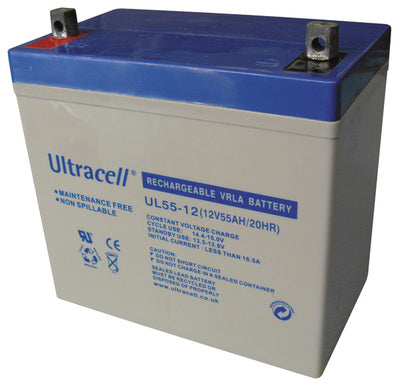 Batterie rechargeable 12v 55ah ul55-12 solaire eolienne accumulateur cyclique plomb etanche golf - ECLATS DESTOCKAGE