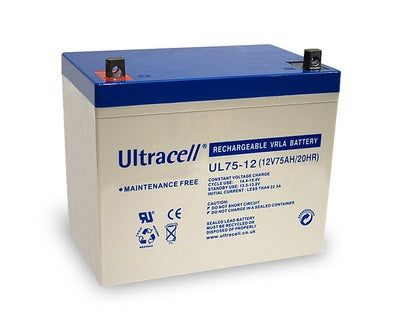 Batterie solaire rechargeable 12v 75a 75ah ul75 12 eolienne accumulateur gel etanche plomb cyclique - ECLATS DESTOCKAGE