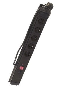 Bloc 5 prises électriques + interrupteur noir 1.5 m - ECLATS DESTOCKAGE
