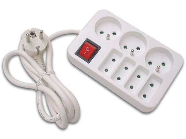 Bloc multiprise netbf34s 7 prise EB34S interrupteur 3 fiches terre française 4 fiche plate ECLATS DESTOCKAGE