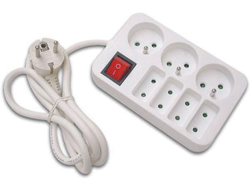 Bloc multiprise netbf34s 7 prise EB34S interrupteur 3 fiches terre française 4 fiche plate ECLATS DESTOCKAGE
