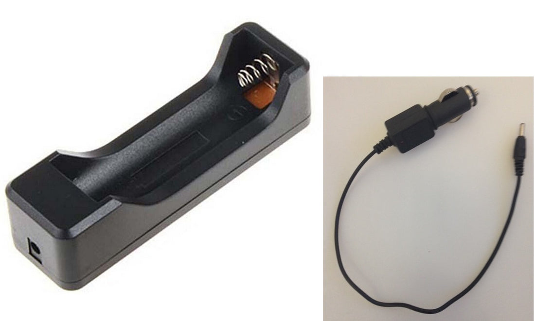 Boitier pour 1 Batterie rechargeable 18650 3.7v + chargeur allume cigare 12v 4.2v dc 3.5mm - ECLATS DESTOCKAGE