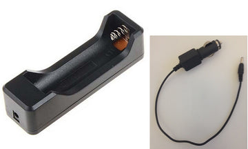 Boitier pour 1 Batterie rechargeable 18650 3.7v + chargeur allume cigare 12v 4.2v dc 3.5mm - ECLATS DESTOCKAGE