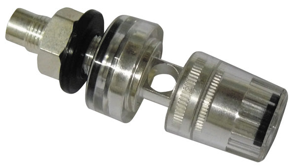 Borne sortie hp argentee bague noire percage 8mm coagbhpn haut parleur conducteur diam 5 mm max diamètre 19 mm longueur 54.7 mm ECLATS DESTOCKAGE