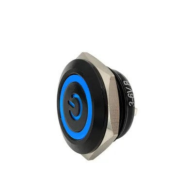 Bouton-poussoir extra plat NO NF métal 22mm 2A 250VAC étanche lumière Led momentané 12V bleu ECLATS DESTOCKAGE