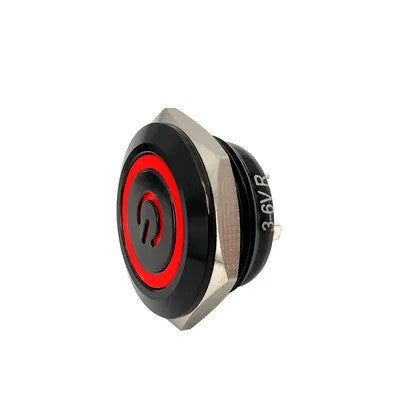 Bouton-poussoir extra plat NO NF métal 22mm 2A 250VAC étanche lumière Led momentané 12V rouge ECLATS DESTOCKAGE