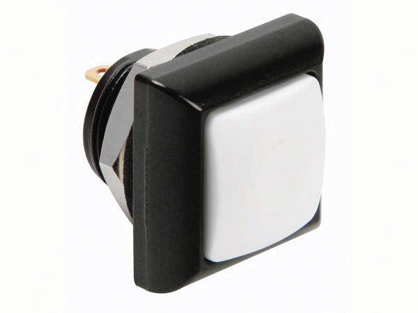Bouton poussoir métallique carré avec capuchon blanc  1p spst off (on) r1397w ECLATS DESTOCKAGE