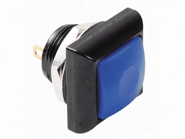 Bouton poussoir métallique carré avec capuchon bleu  1p spst off (on) r1397b ECLATS DESTOCKAGE