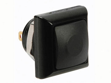 Bouton poussoir métallique carré avec capuchon noir  1p spst off (on) r1397 ECLATS DESTOCKAGE