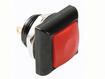 Bouton poussoir métallique carré avec capuchon rouge  1p spst off (on) r1397r ECLATS DESTOCKAGE