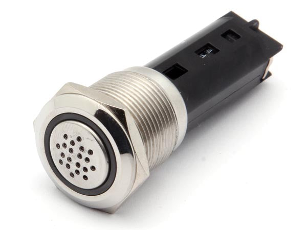 Buzzer encastrable acier inoxidable perçage 19mm 12v 20ma borniers à vis 80db à 1m sv21 ECLATS DESTOCKAGE