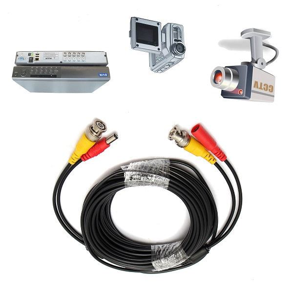 Cable 10m coaxial BNC DC pour caméra video surveillance ECLATS DESTOCKAGE