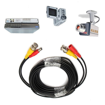 Cable 10m coaxial BNC DC pour caméra video surveillance ECLATS DESTOCKAGE