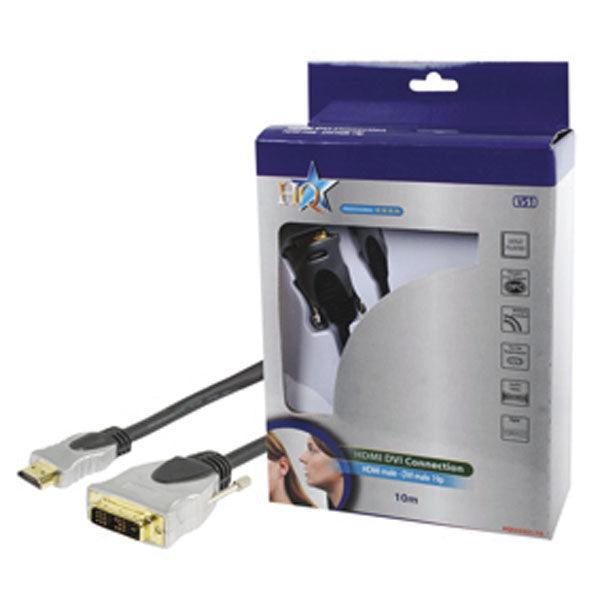 Cable 10m connexion hdtv mâle vers dvi mâle hqss5551/10 cordon video haute definition ECLATS DESTOCKAGE