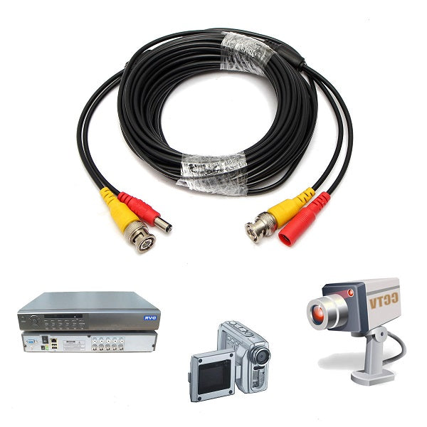 Cable 10m pour camera video surveillance coaxial BNC DC ECLATS DESTOCKAGE
