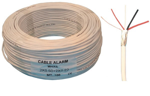 Cable 2x0,22 2x0,5 souple blinde blanc ø5.1mm (100m) fil ecran cablage alarme telephone ECLATS DESTOCKAGE