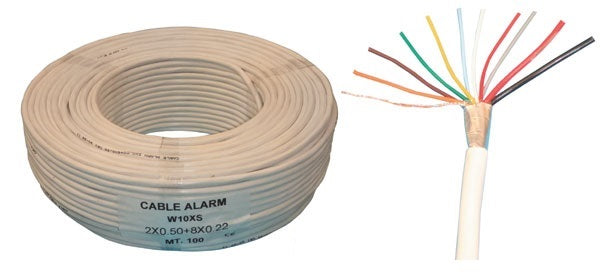 Cable 8x0.22 2x0.75 souple blinde blanc ø6.7mm (100m) fil 8x0,22 2x0,75 avec ecran cablage alarme ECLATS DESTOCKAGE