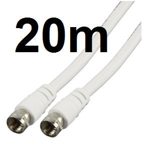 Cable antenne 75 ohm fiche f mâle cordon fiche f mâle 20m blanc konig cable-527/20 ECLATS DESTOCKAGE