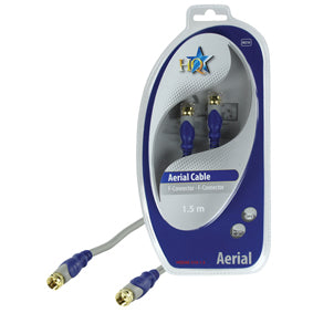 Cable antenne coaxial connecteur f mâle f femelle 90 db hqsae 510 1.5 silver plaque or hq ECLATS DESTOCKAGE