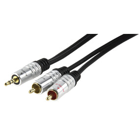 Cable audio blinde connecteur 3.5mm vers 2 fiches rca mâle hqas3458-1.5 plaque or stereo hq ECLATS DESTOCKAGE