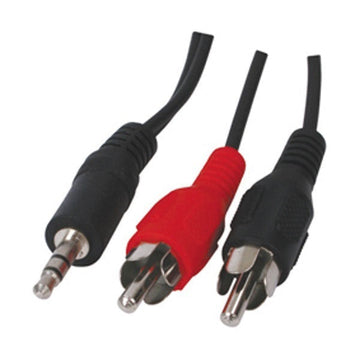 Cable audio noir et rouge basique 3.5mm stereo mâle vers 2 rca mâle longueur 10m blister ECLATS DESTOCKAGE