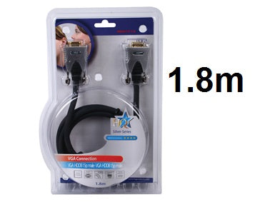 Cable cordon 1.8m connexion moniteur vga hqss5177/1.8 hq hd db15p mâle hd db15p mâle ecran video ECLATS DESTOCKAGE