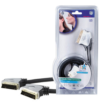 Cable cordon peritel 1.5 m plaque or haute qualite hq hqss1003/1.5 mâle vers mâle ECLATS DESTOCKAGE