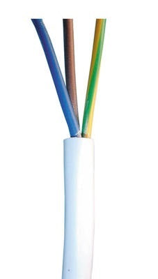 Cable electrique blanc (5m 3 x 1,5) h05vvf ho5vv-f 3x1.5 3 fils 1,5mm2 3g1,5 mm² ø8mm - ECLATS DESTOCKAGE