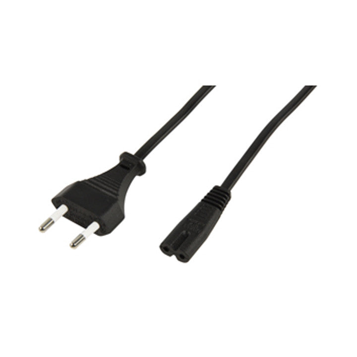 Cordon electrique 2m 2x0.75mm2 CEE 7/16 cable-704-2.5 mâle 6a vers femelle mini philips cable secteur