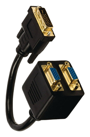 Cable Noir 0.20 m 24+5p DVI DVI-I Mâle 2x VGA Femelle ECLATS DESTOCKAGE