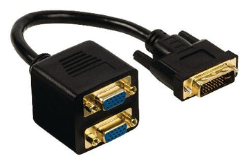Cable Noir 0.20 m 24+5p DVI-I Mâle 2x VGA Femelle ECLATS DESTOCKAGE