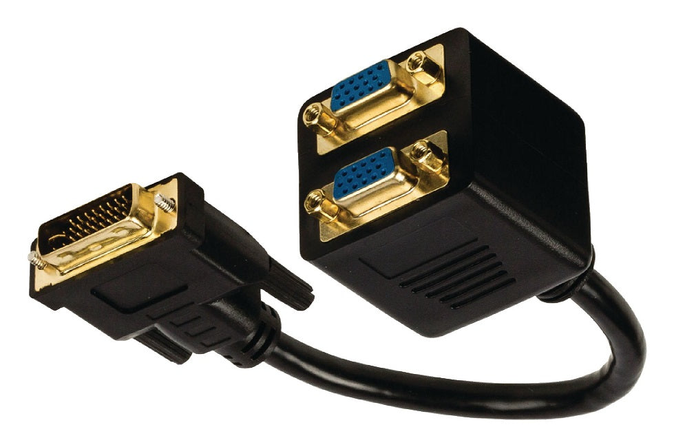 Cable Noir 24+5p DVI DVI-I Mâle 2x VGA Femelle 0.20 m ECLATS DESTOCKAGE