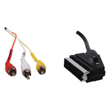 Cable peritel 21p vers 3 rca avec commutateur in out 1.5m scart 32 21 broches mâle vers rca mâle ECLATS DESTOCKAGE