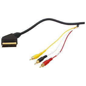 Cable peritel 3 rca avec commutateur 1.5m cordon scart 41 konig male male ECLATS DESTOCKAGE