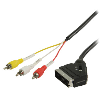 Cable peritel de commutation rca avec adaptateur peritel male 3 rca males 1.00m noir ECLATS DESTOCKAGE