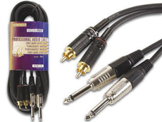 Cable professionnel audio 2 x rca mâle vers 2 x jack mono pac118 6.35mm (5m) accessoires sono avw116