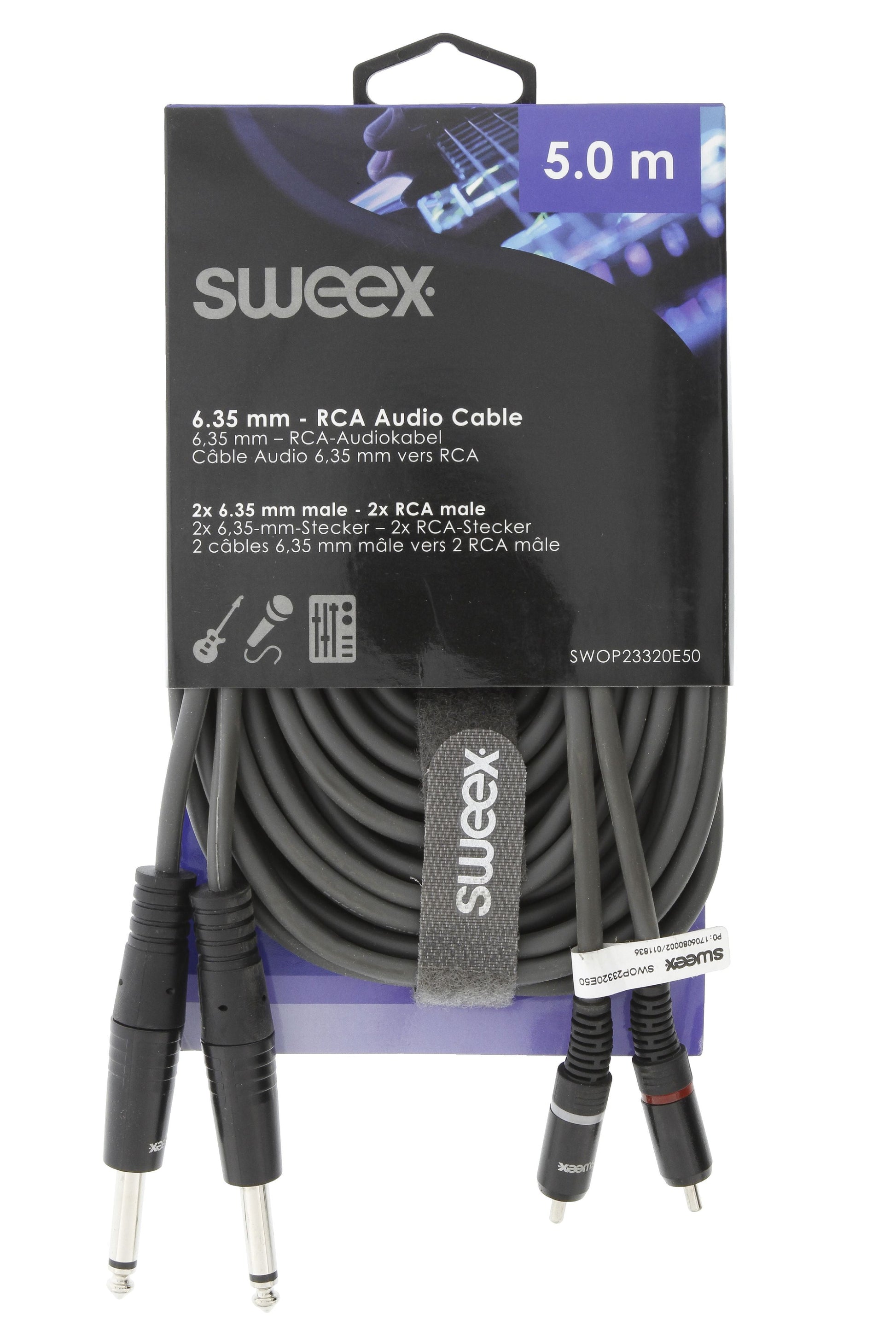 Cable professionnel audio hqm 2 x rca male vers 2 x jack mono 6.35mm 6m ECLATS DESTOCKAGE